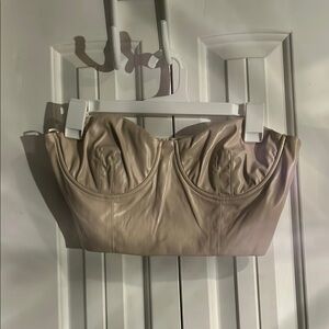 Faux Leather Bustier Top - Beige